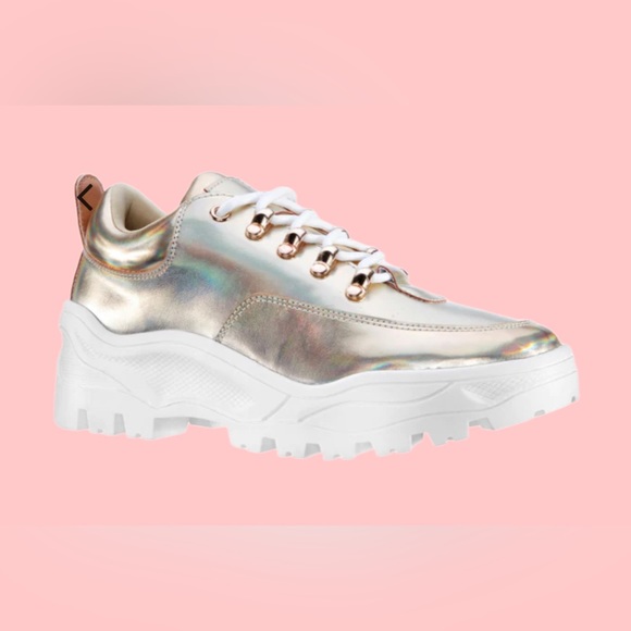NINA FLOW-GOLD-PRISMATIC NAPPA Sneaker. Size 8.5 M. - Picture 2 of 5